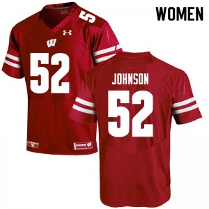 Women's Wisconsin Badgers NCAA #52 Kaden Johnson Red Authentic Under Armour Stitched College Football Jersey WT31S44AM